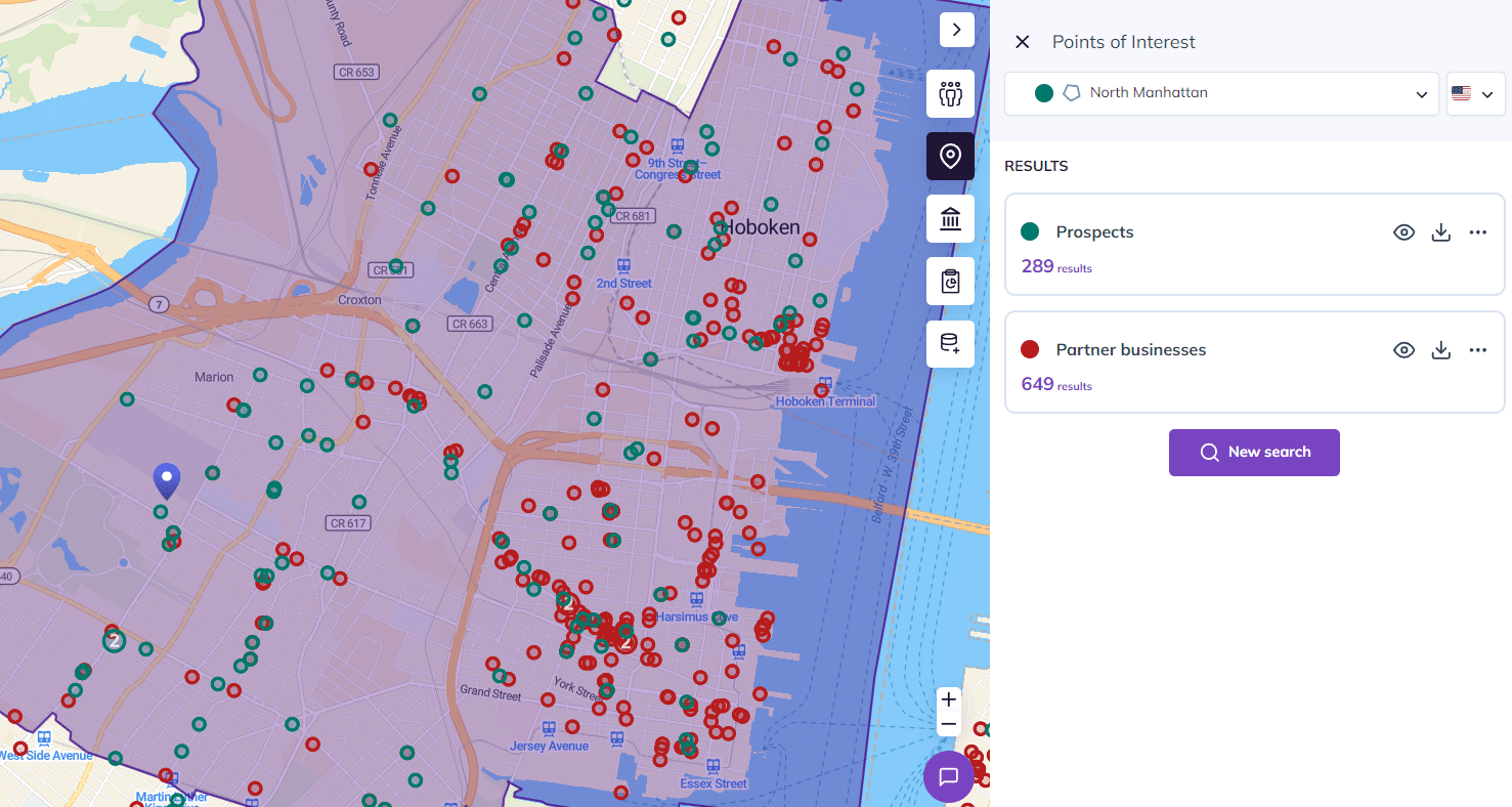 identify prospects and partners on a map